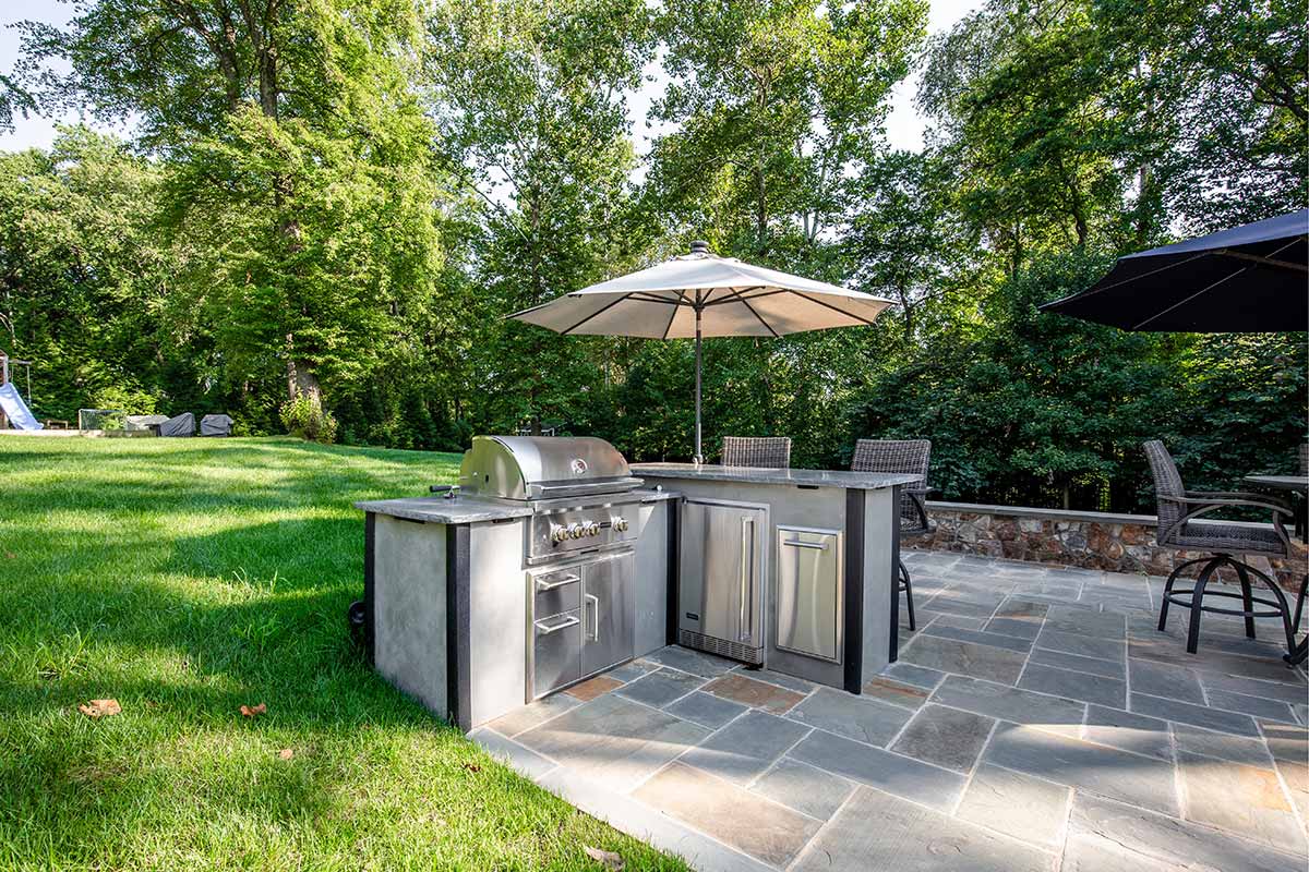 modern diy outdoor kitchen plans in a backyard
