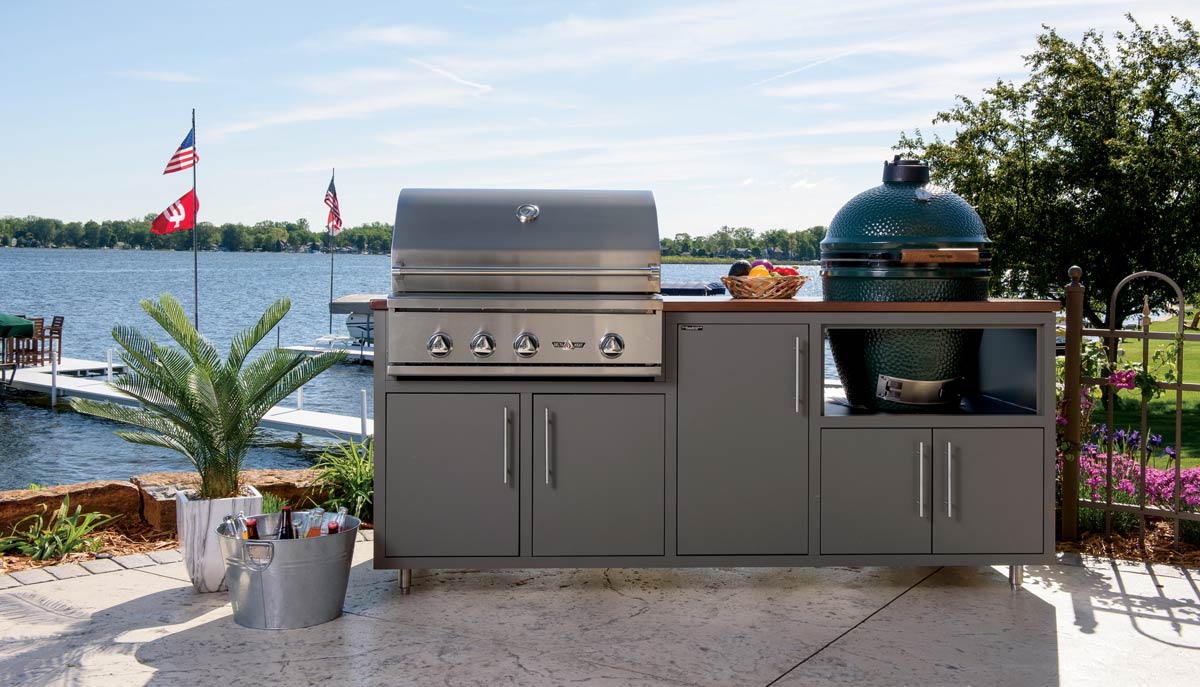 Challenger Designs Coastal Series Cabinet with Big Green Egg