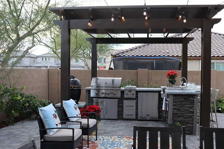 Will your pergola be attached to the house or freestanding over your outdoor kitchen