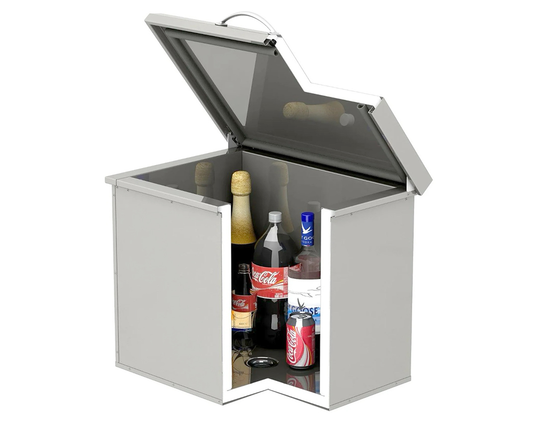 alfresco outdoor cooler with deep storage for large bottles