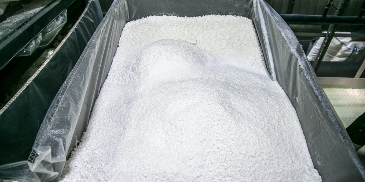 bin of powdered material