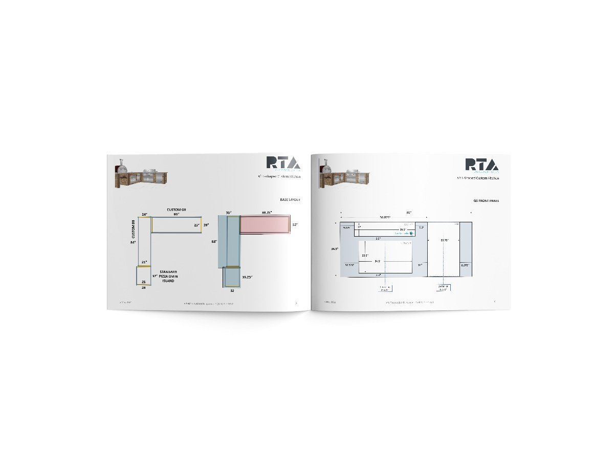L shape with pizza oven blueprint