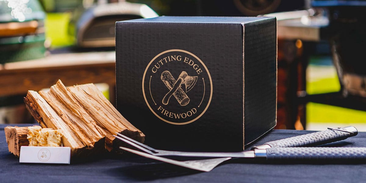 box of cutting edge wood for pizza ovens