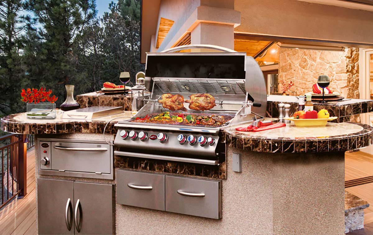 cal flame linear outdoor kitchen island