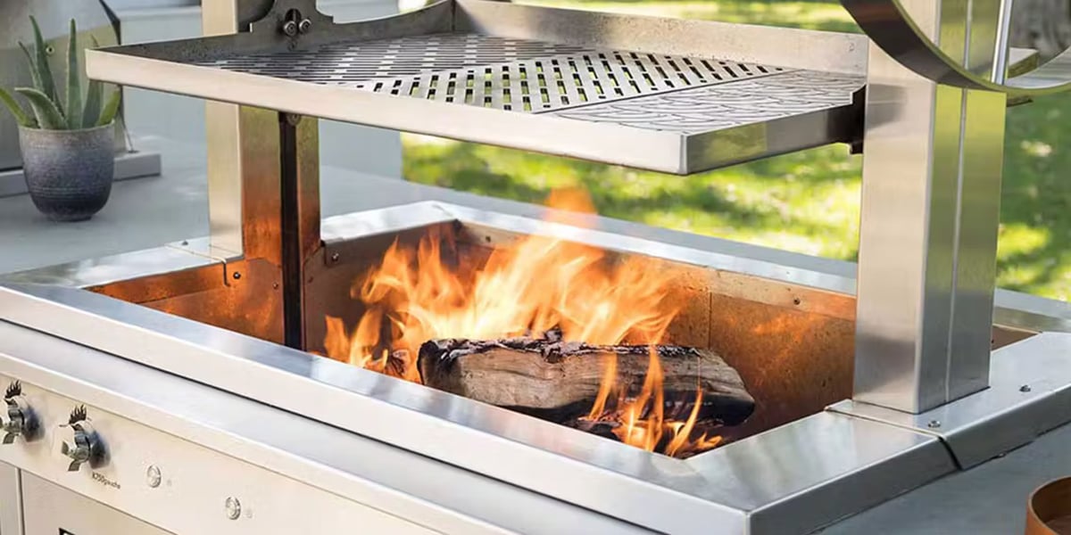 close up of outdoor argentinian grill