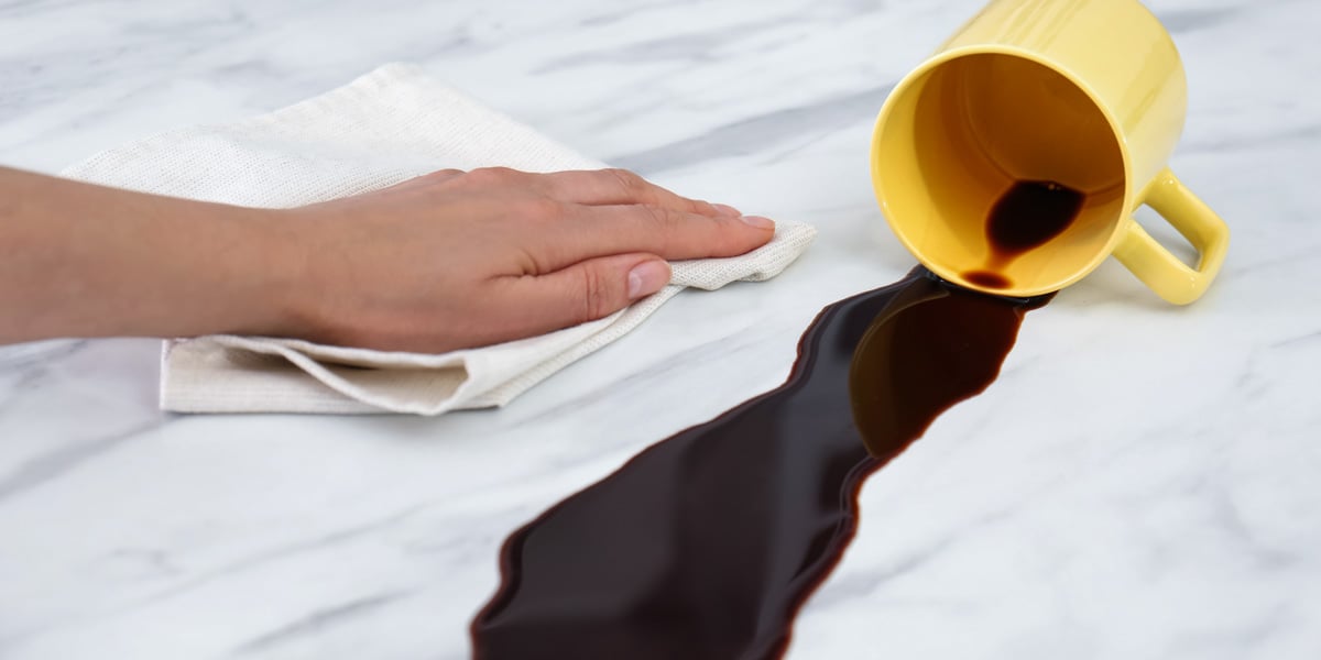 coffee spilled on outdoor quartz countertop