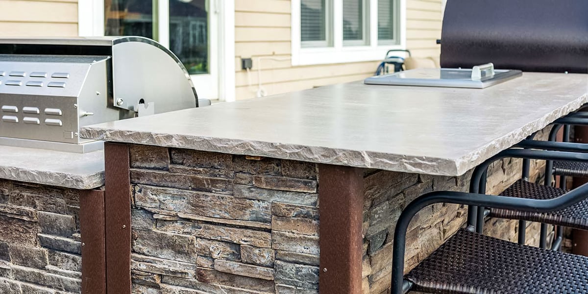 concrete outdoor kitchen material with concrete countertop
