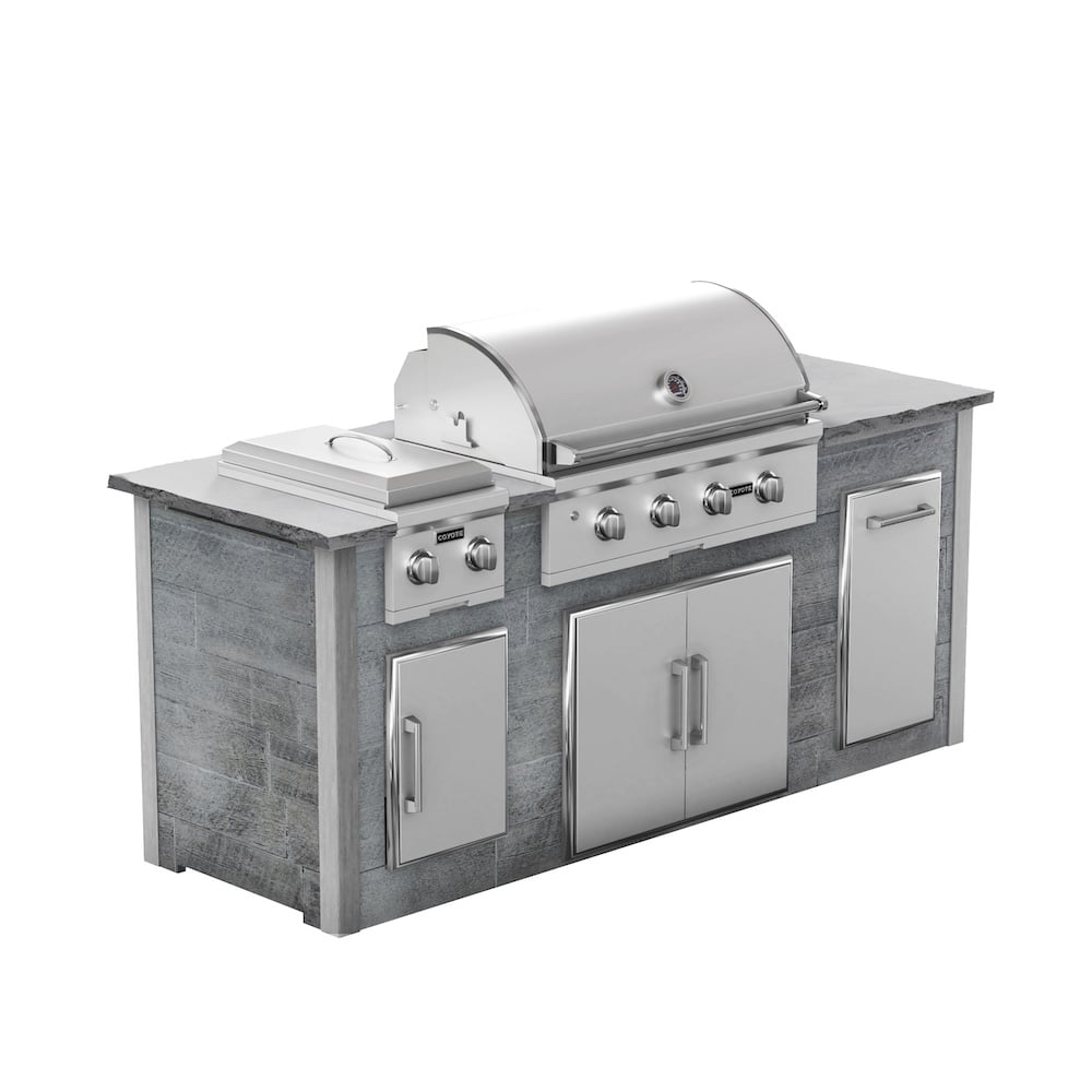 concrete outdoor kitchen kits with gas grill and dual side burner