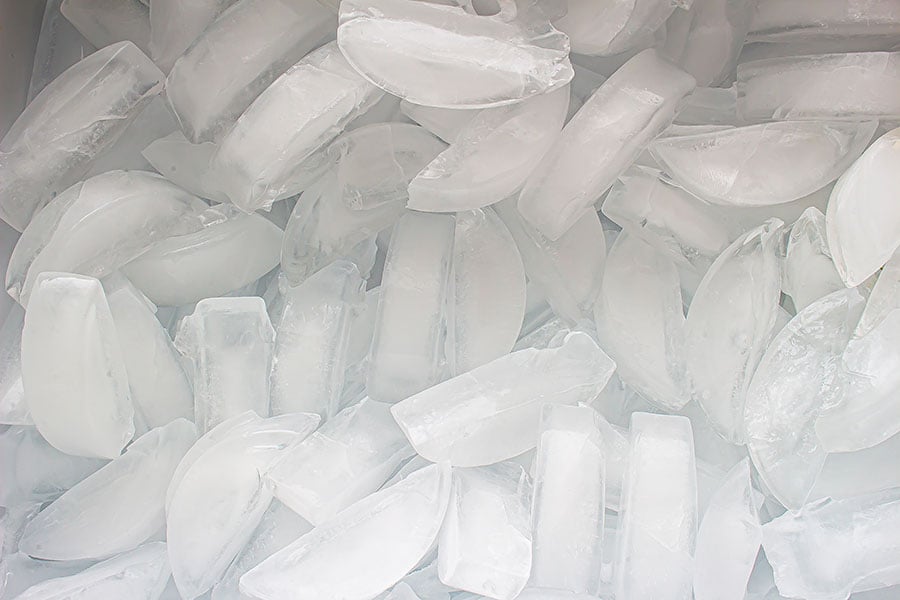 crescent ice cubes from an indoor ice maker