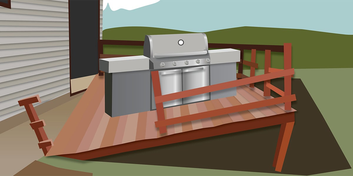 deck collapsed from outdoor kitchen
