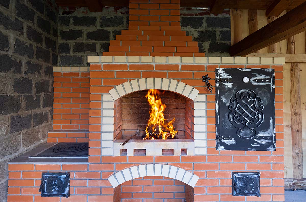 diy pizza oven built into brick