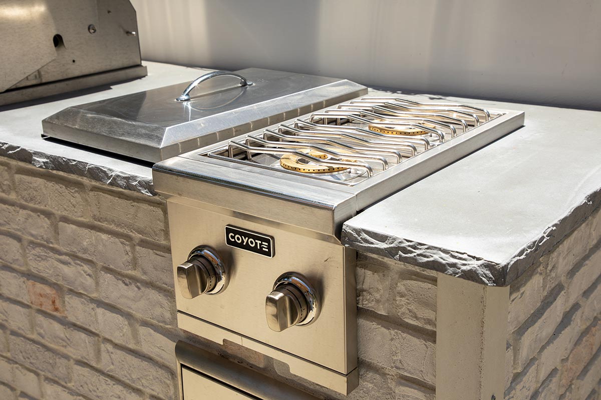 stove top side burner in outdoor kitchen