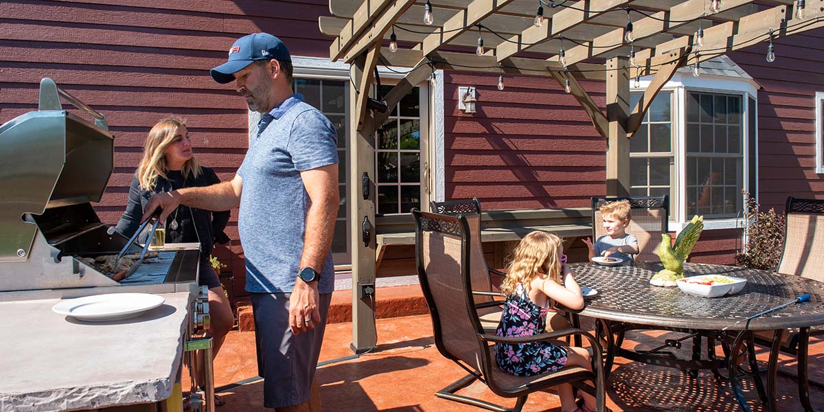 What size pergola should you get for your family enjoying their rta outdoor kitchen
