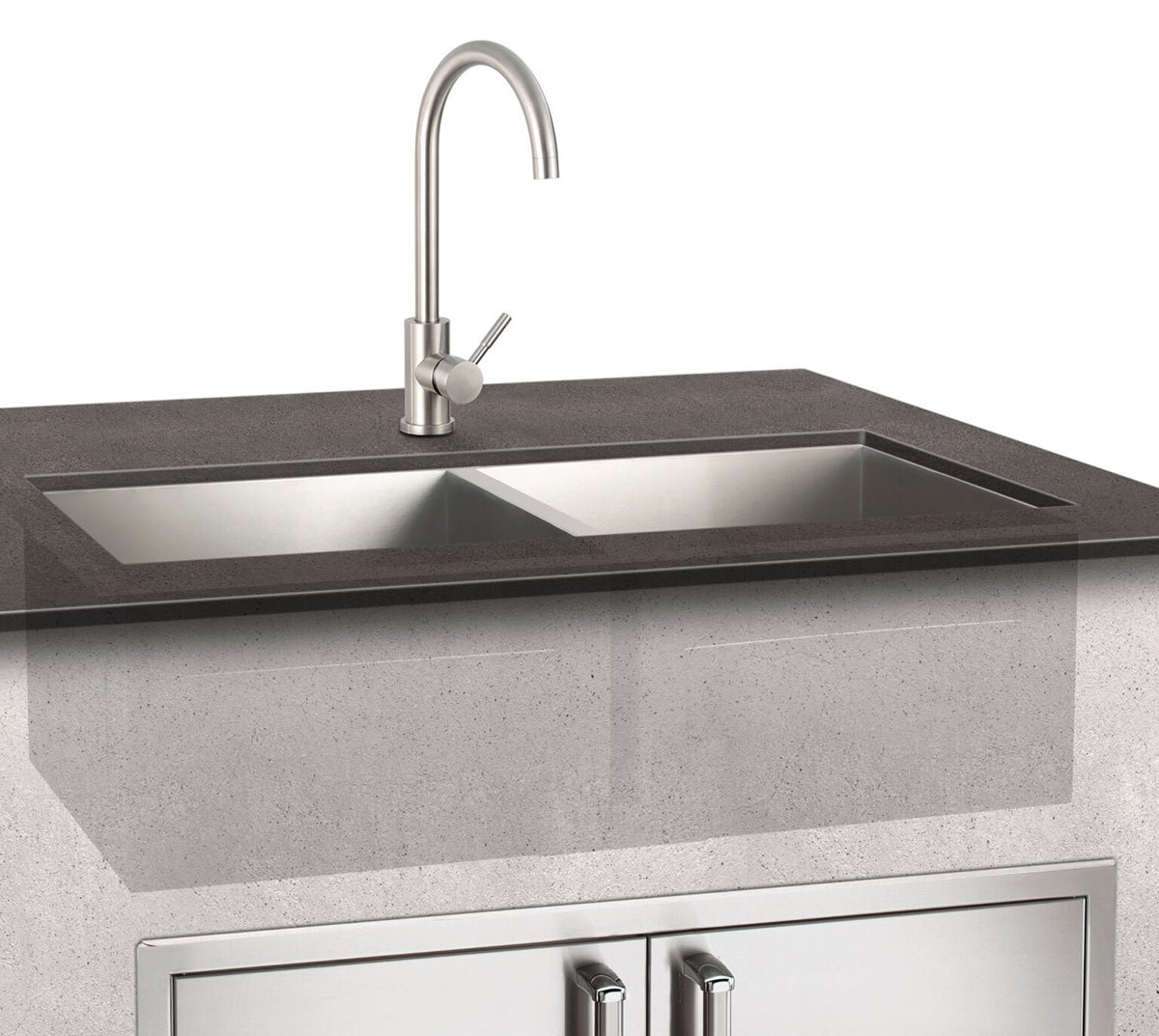 Firemagic double basin outdoor sink and faucet