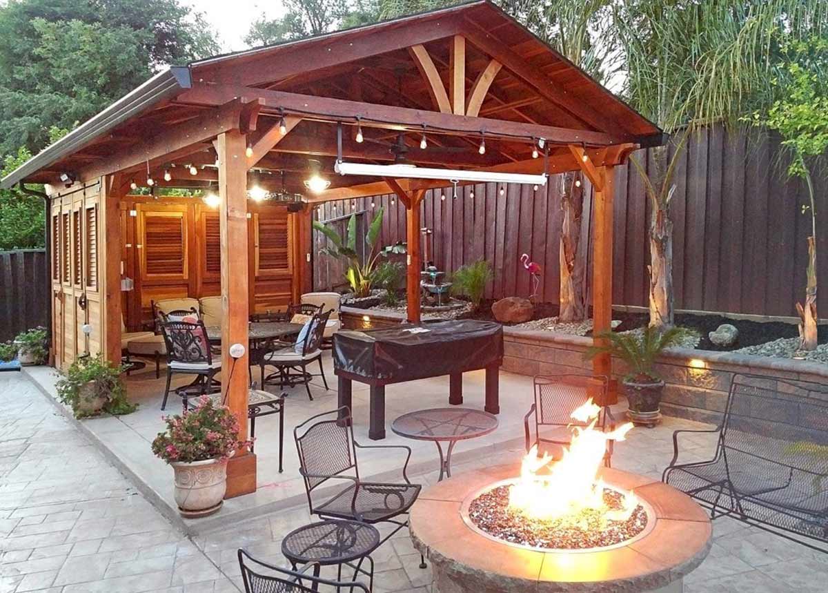 Pavilion location can be either detached or attached and can be over or next to your outdoor kitchen
