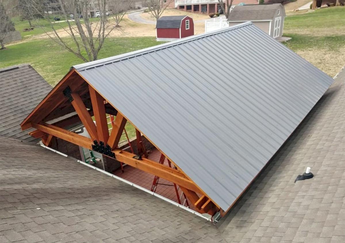 Pavilion roof showcasing metal