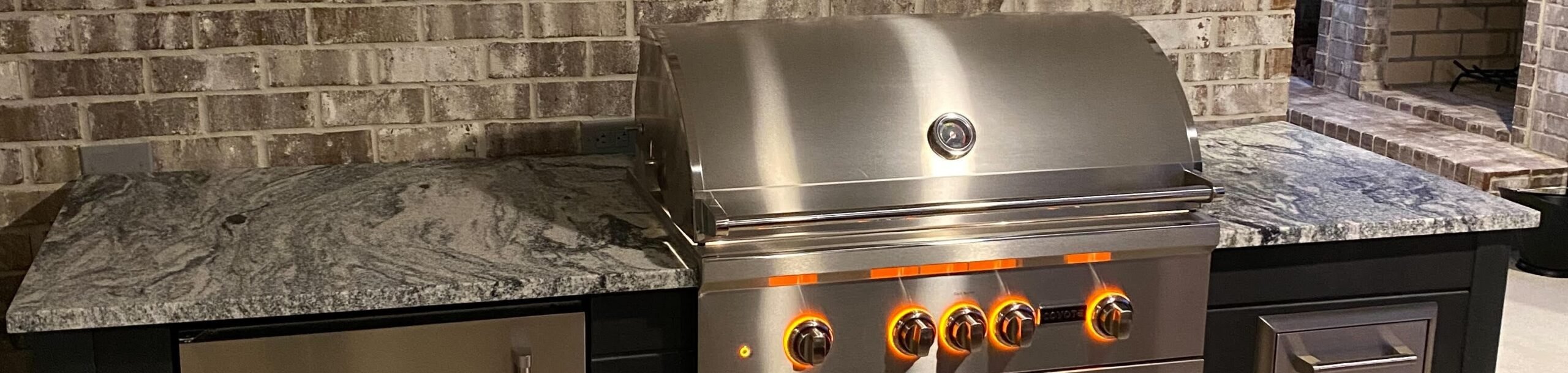 We believe that granite and concrete are the best outdoor kitchen countertops options so we are showing a granite top with one of our outdoor kitchens