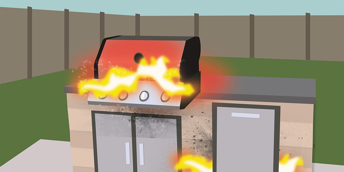 grill catching fire due to poor ventilation