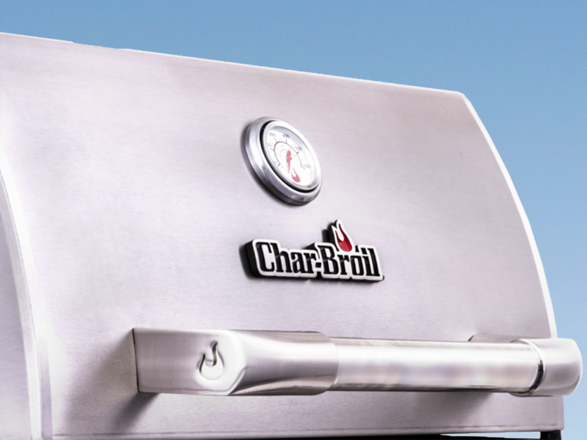 hood of a char broil modular outdoor kitchen grill