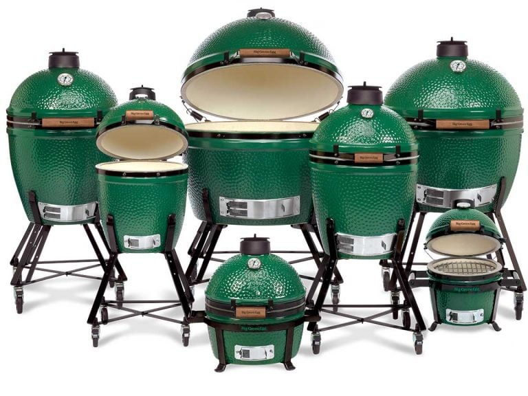 image of all of the available big green egg sizes