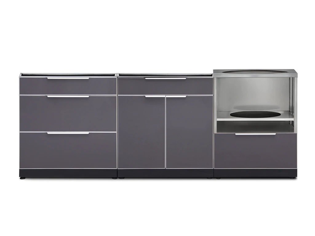 image of an aluminum newage outdoor kitchen cabinet system