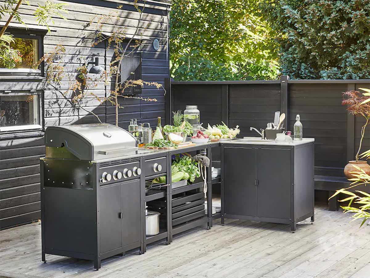 l shape ikea outdoor kitchen with appliances