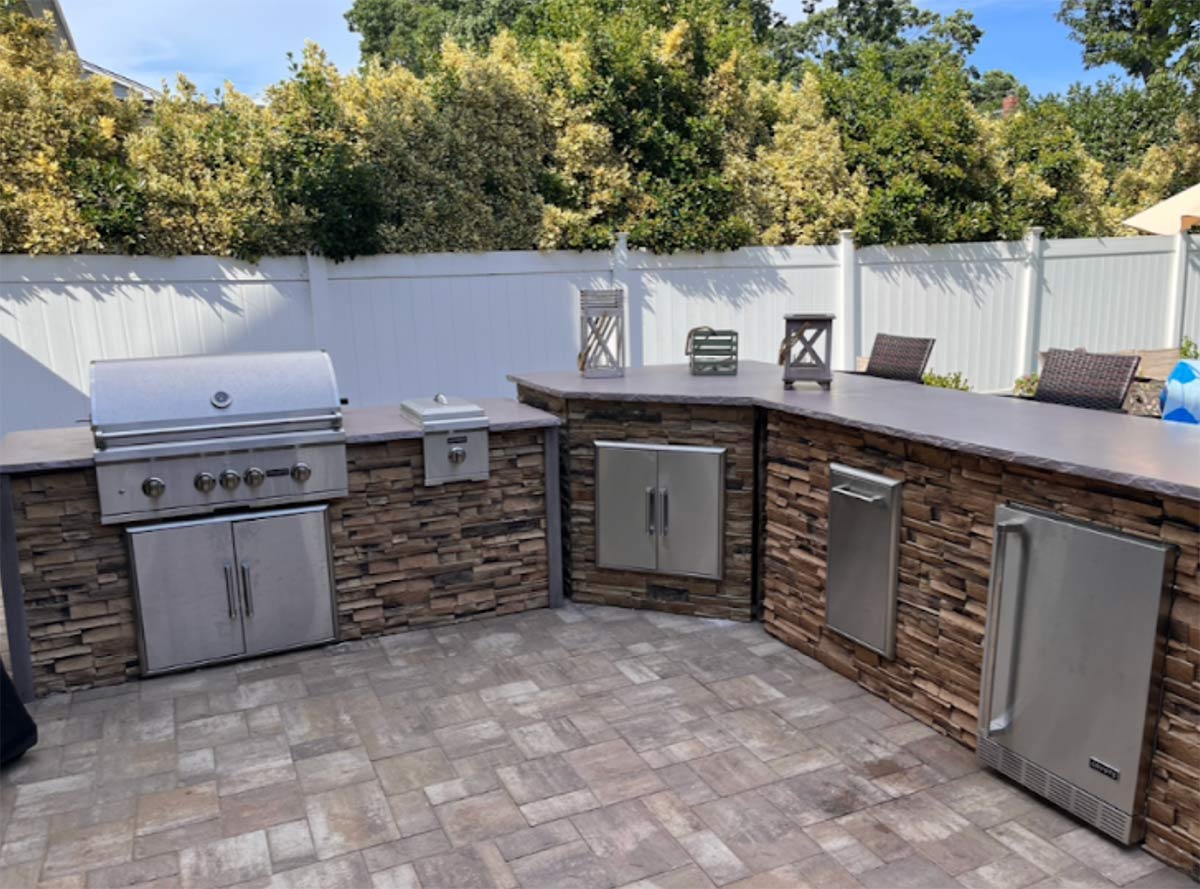 l shape outdoor kitchen in long island