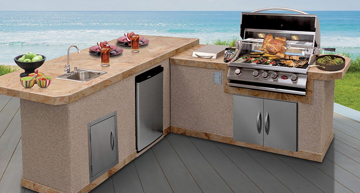 cal flame l shaped outdoor kitchen island