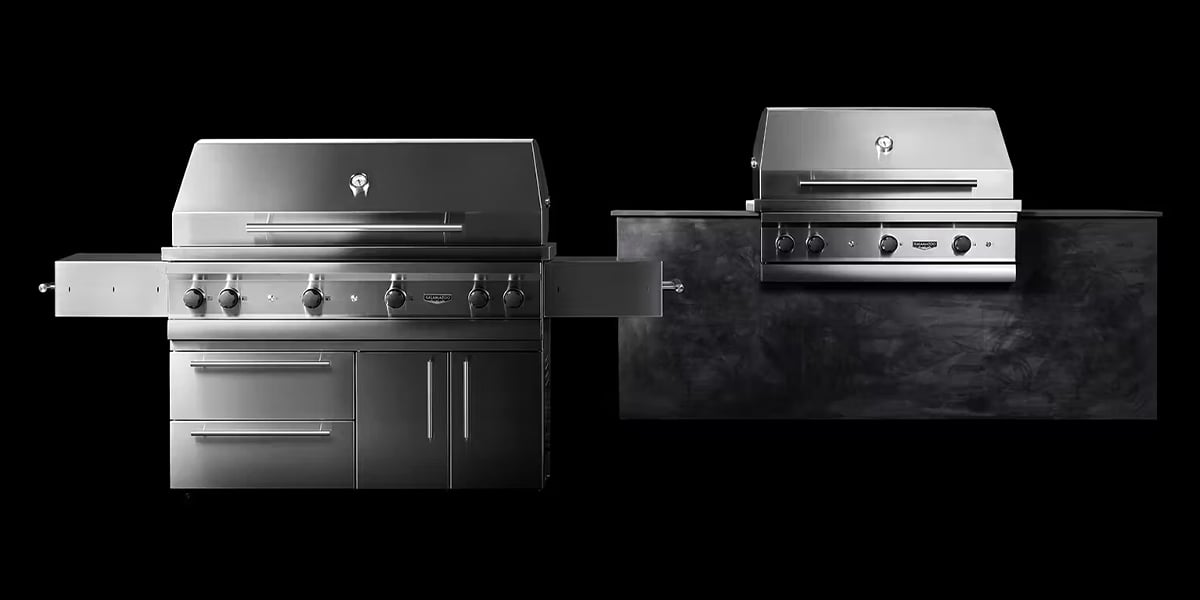 luxury freestanding grill and outdoor kitchen