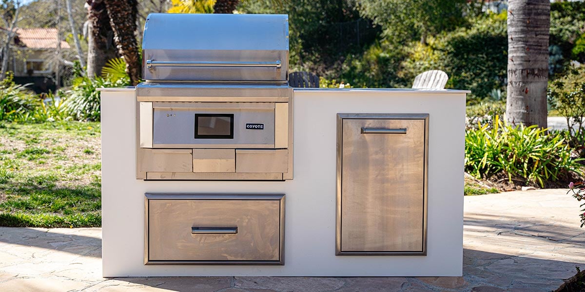 moks outdoor kitchen with pellet grill