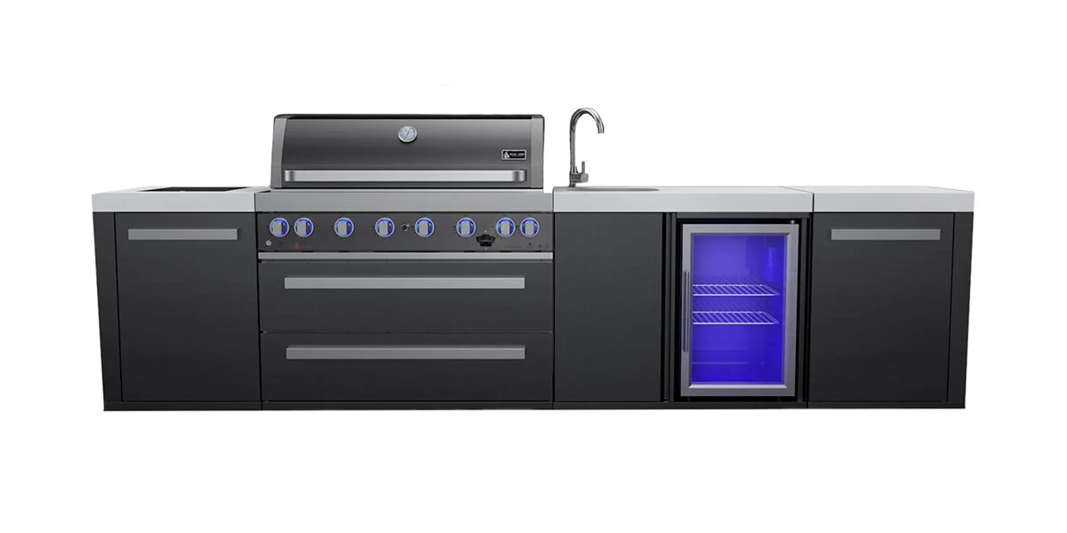 mont alpi patio grill island with sink and fridge