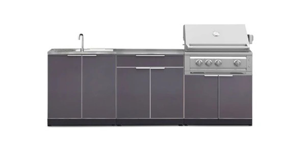 newage outdoor kitchen bar with sink and gas grill