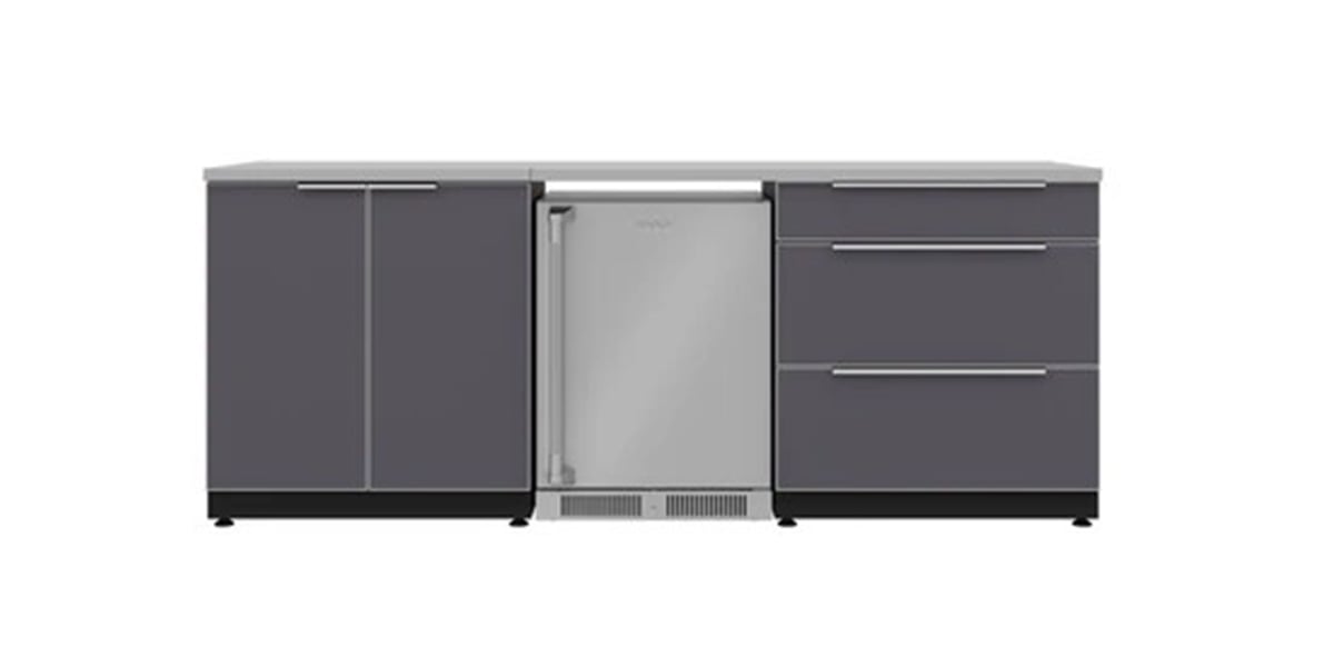 newage patio island with refrigerator