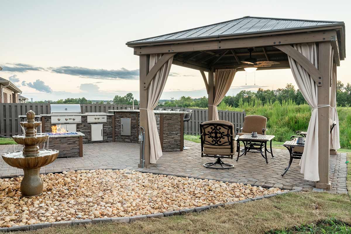 patio paver idea with pavilion and outdoor kitchen