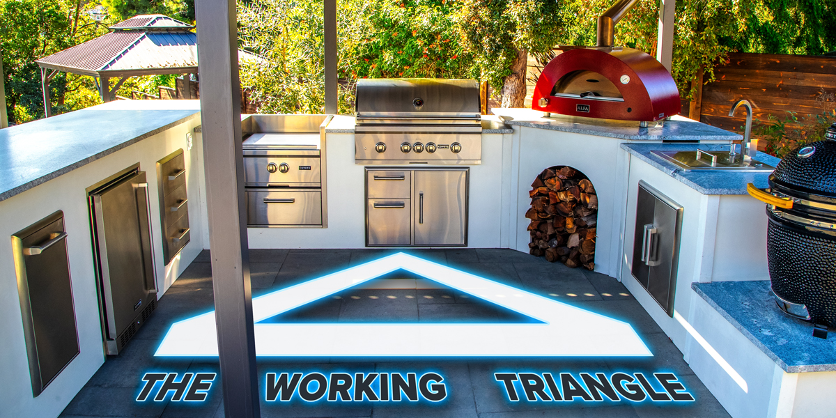 outdoor kitchen design with working triangle concept