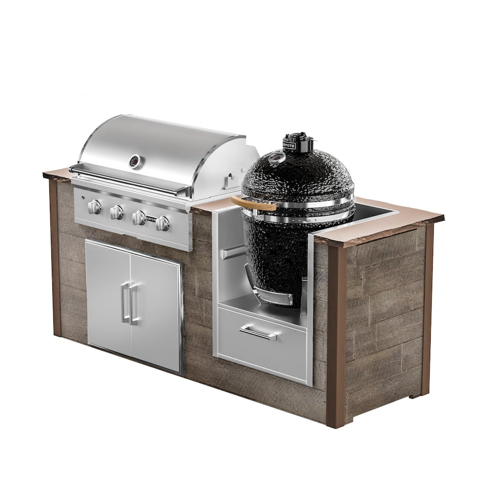 outdoor kitchen diy kit with weathered wood finish
