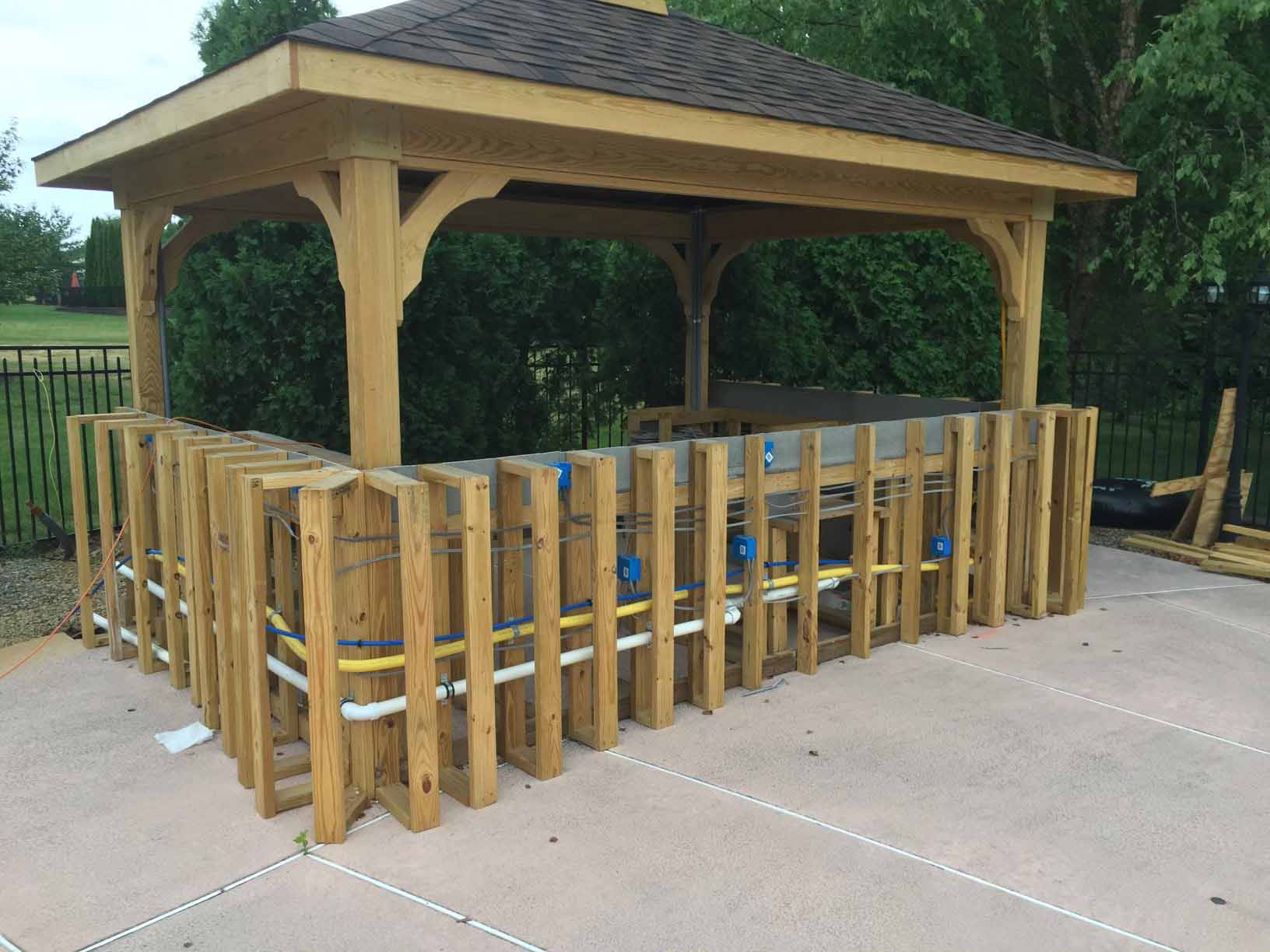Can you frame an outdoor kitchen with wood? Wood concerns as a material