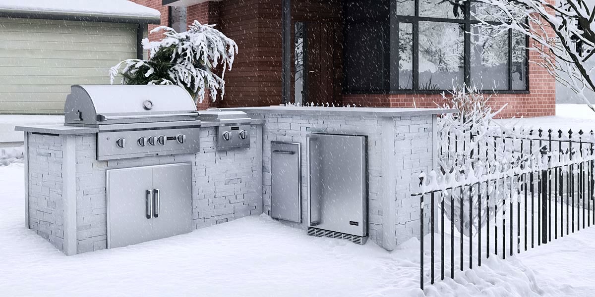 outdoor kitchen in winter scene