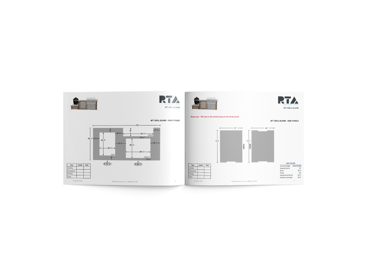 Booklet of plans for rta linear island with charcoal smoker