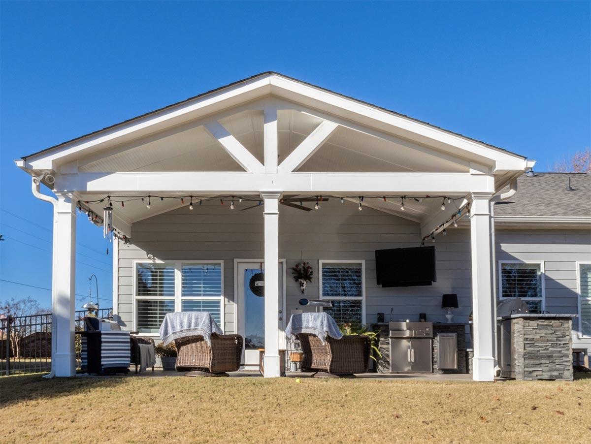 outdoor kitchen under a pavilion