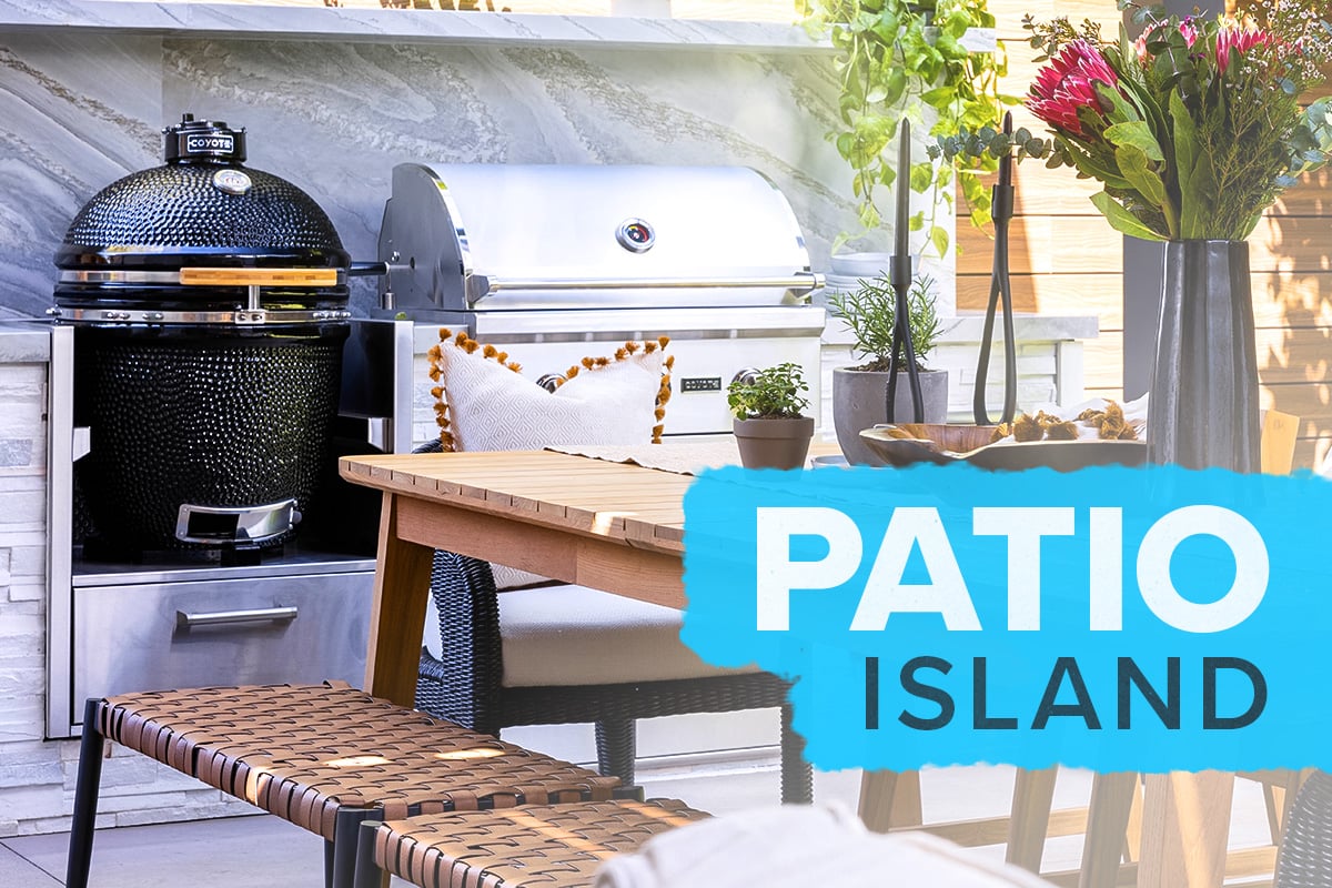 patio island with smoker and grill