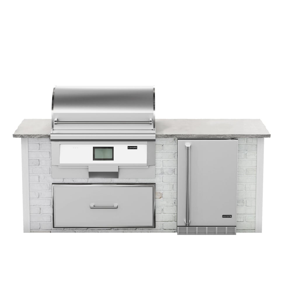 pellet grill island kits with outdoor refrigerator and access drawer