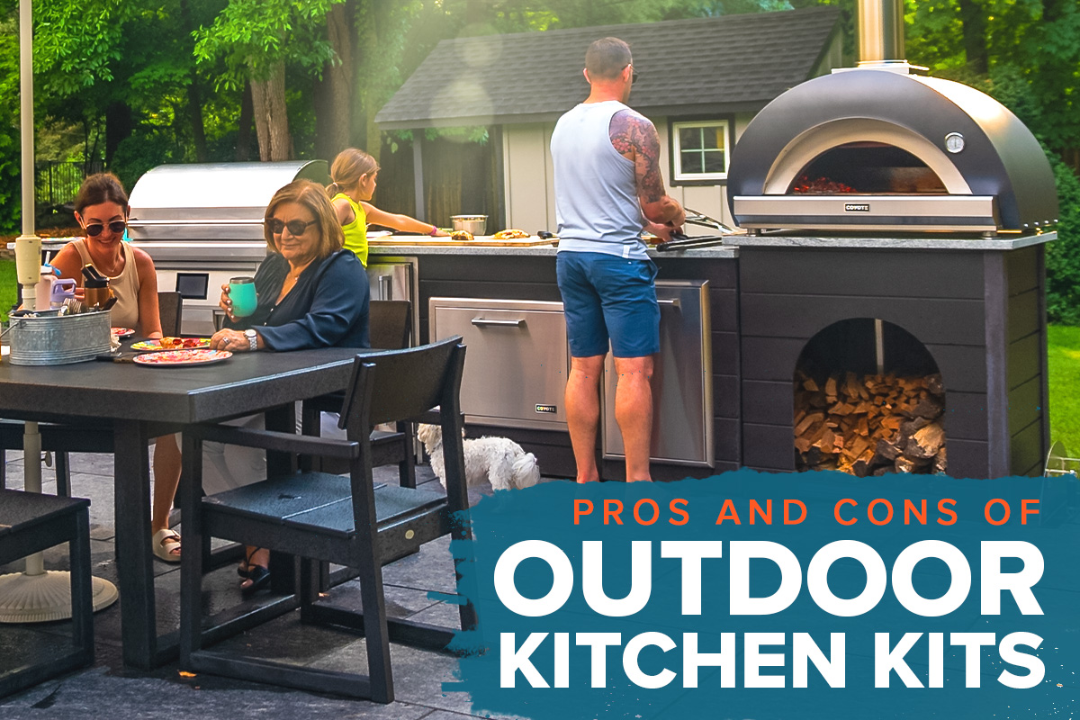 people enjoying an outdoor kitchen kit