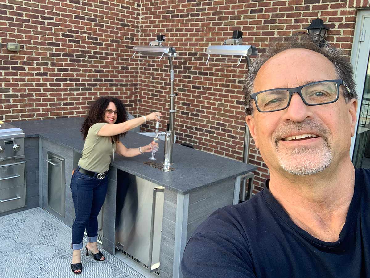 people using outdoor kegerator in rta outdoor kitchen