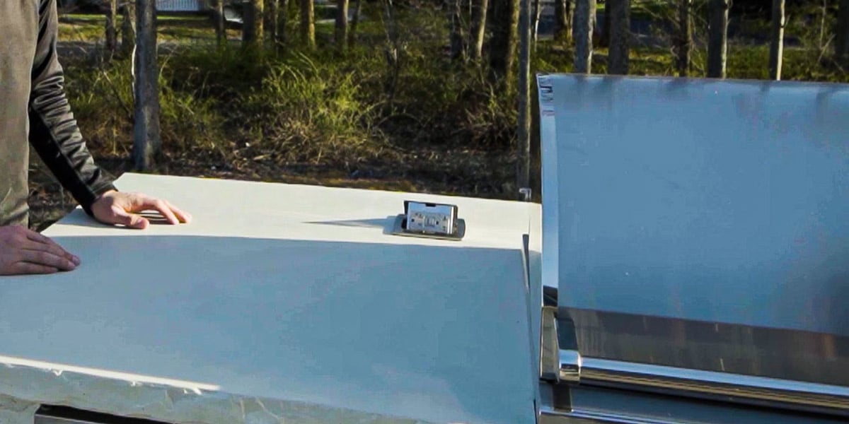 pop up countertop outlet in an rta outdoor kitchen