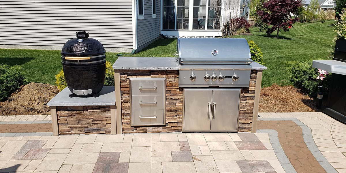 RTA outdoor kitchen are with charcoal smoker