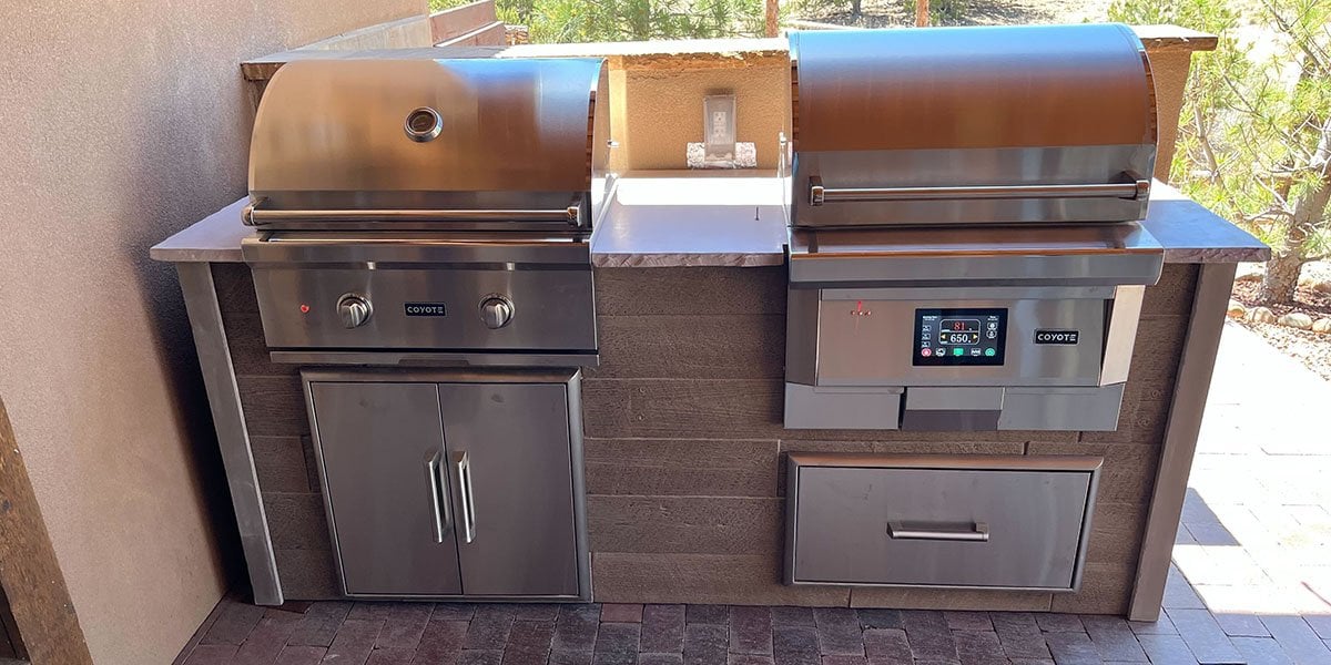 Small outdoor kitchen plans of rta with two grills