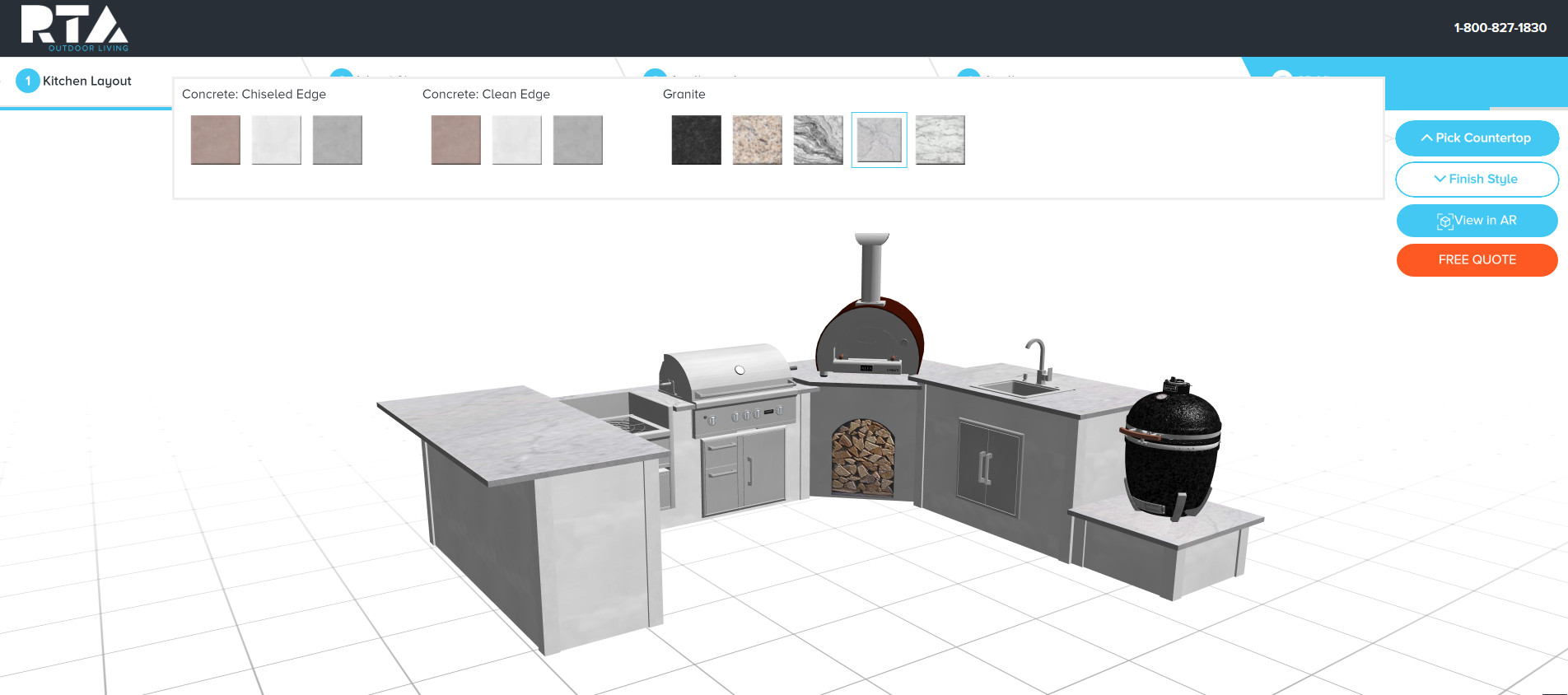 selecting granite countertop for an outdoor kitchen on free design software