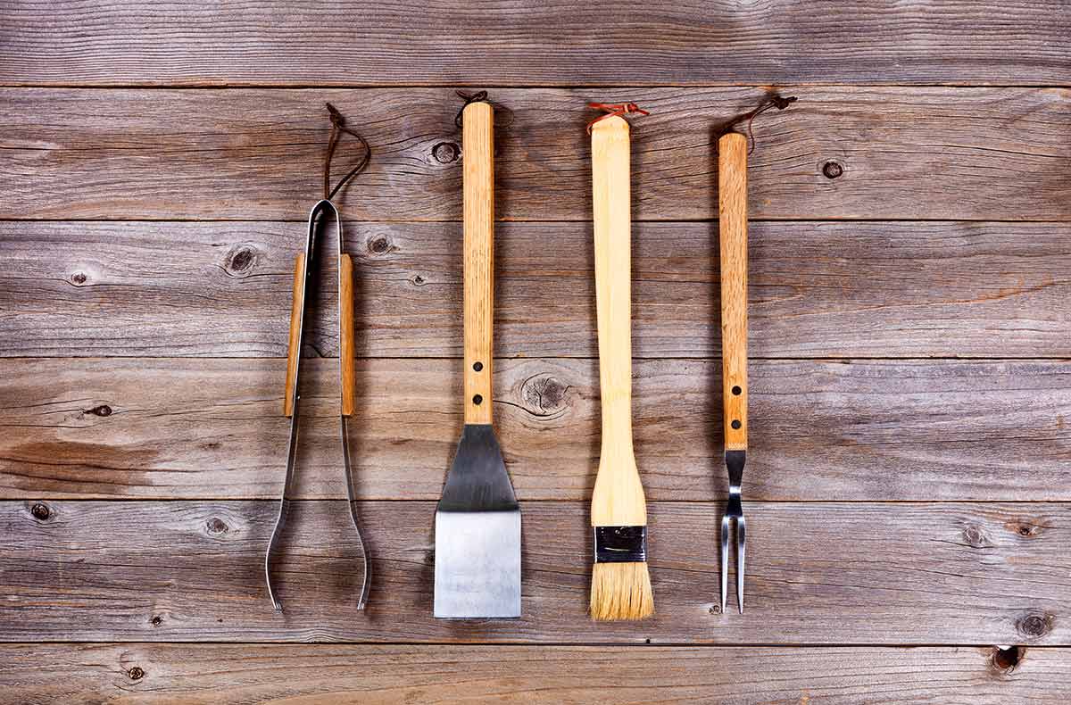 set of bbq tools on a table