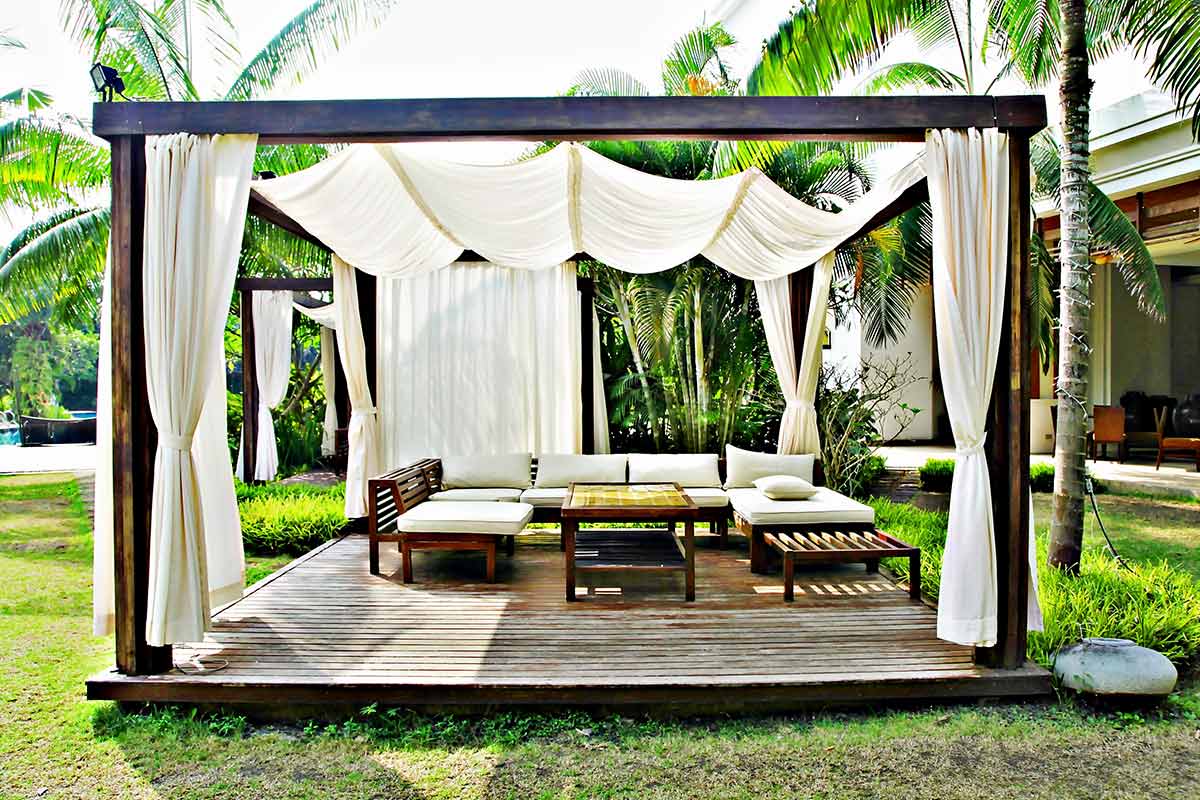 side curtains on a pergola